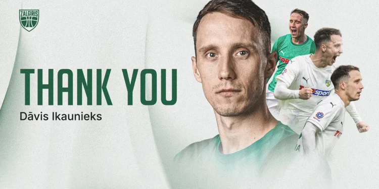 FK “Kauno Žalgiris” šķiras no latviešu uzbrucēja Dāvja Ikaunieka